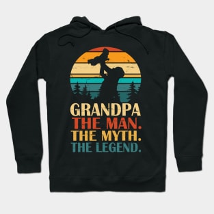 Grandpa The Man The Myth The Legend Happy Father Parent Day Summer Holidays Vintage Retro Hoodie